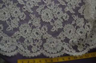 Ivory French Alencon Lace  Beautiful Bridal Lace Fabric Sold by 1/2 yd 