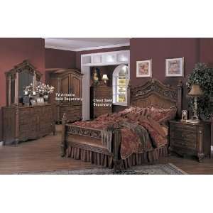   Antique Brown Finish Eastern King Size Bed Complete Bedroom Set