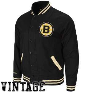   Bruins Black Vintage Full Button Twill Jacket
