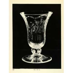 1939 Print Antique Etched English Hogarth Glass Goblet William IV 