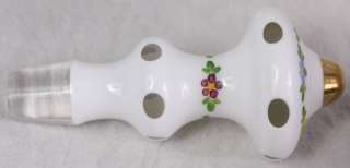 L279 BOHEMIAN 1920s GIANT HD PAINTED FLORAL DECANTER IN IVORY CUT TO 