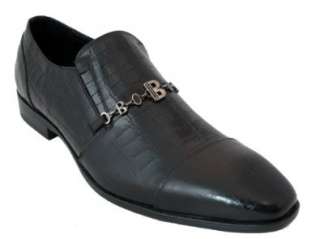   Dressy Italian Mock Crocodile look Slip on shoes 3270 Black Shoes