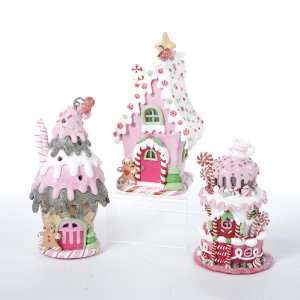  Set of 3 LED Lighted Ice Cream, Cake and Gingerbread House 