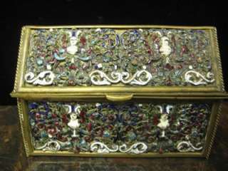 Beautiful Vienna Bronze and Enamel Box, Winged Busts  