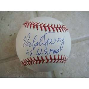 Ralph Terry Autographed Baseball   62 W s Mvp Official Ml 