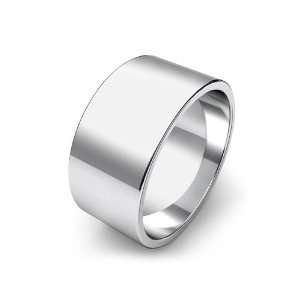  11.6g Mens Flat Wedding Band 10mm 18k White Gold Ring (9 