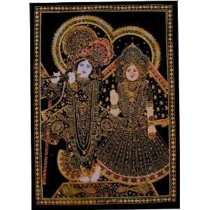  Radha Krishna Painting On Black Velvet