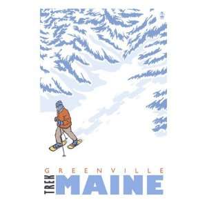  Stylized Snowshoer, Greenville, Maine Giclee Poster Print 
