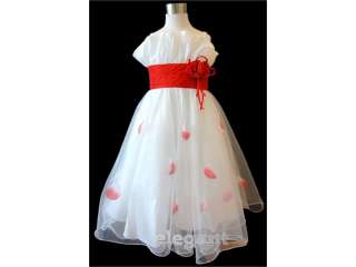 White Red Wedding Flower Girl Party Dress Gown Age 2 13  