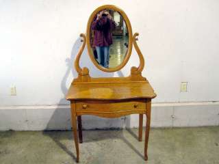 Antique Golden Oak Arts & Crafts Dresser Vanity  Mirror  