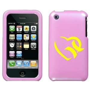 APPLE IPHONE 3G 3GS YELLOW HURLEY HEART ON A LIGHT PINK HARD CASE 