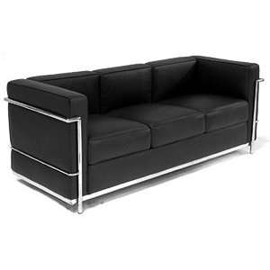  Black Euro Moderno Leather Le Corb Sofa 