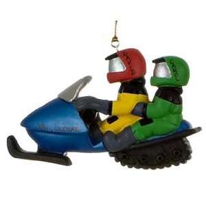  Personalized Snowmobile   2 Riders Christmas Ornament 