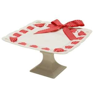 Gracie China 12 Inch Square Porcelain Cake Stand Embossed Square 
