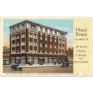   Vintage Postcard   Hotel Evans   Vandalia Illinois 