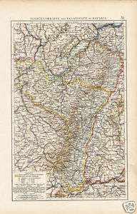 Antique 1900 Times Map of Alsace Lorraine & Palatinate  