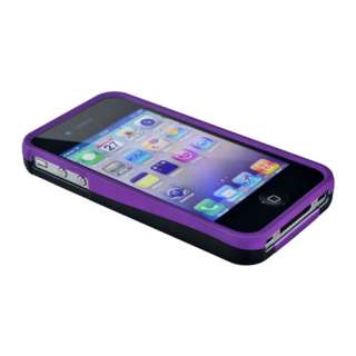   Purple/ Black 3 PIECE HARD CASE COVER FOR Verizon APPLE IPHONE 4 4G 4S
