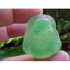  A6520 Gemqz Green Jade Mini Happy Buddha Charm Drilled 