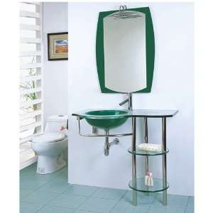   Sink Bathroom Vanity LUX BC 6605. 35 x 21, Green Glass, Chrome, Glass