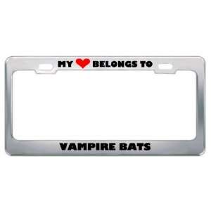 My Heart Belongs To Vampire Bats Animals Metal License Plate Frame 