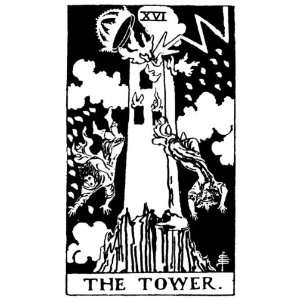 Playing Cards Tarot Card The Tower Pack of 20 Small Gift Tags 6.3cm x 