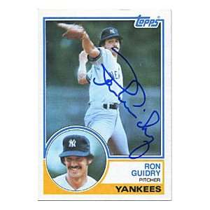  Ron Guidry Autographed/Signed 1983 Topps Card Sports 