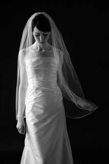 tier Fingertip Tulle Veil with Ribbon Edge  