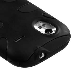 HTC AMAZE 4G T MOBILE DUAL LAYER SILICONE+PLASTIC HYBRID CASE BLACK 