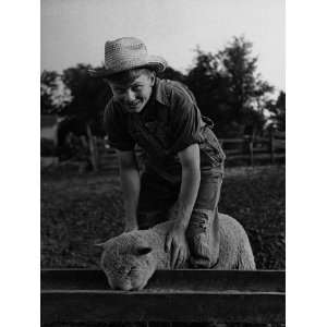  Kansas Farm Boy Dan Gardner and One of His 4 H Project 