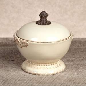   Gracious Goods Cream Ceramic Covered Grazia Bowl