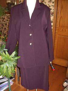 Southern Lady 2 Piece Suit Blazer Skirt Plum Sz 12 NWT  