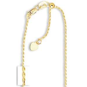  14k Yellow 1 mm Adjustable Rope Chain Necklace   22 Inch 