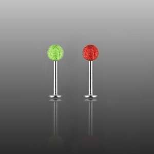 316L Surgical Stainless Steel Labret with Green UV Light Reactive 4mm 