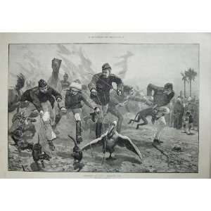  Amusements Camp Menagerie Race 1885 Soldiers Sport Art 