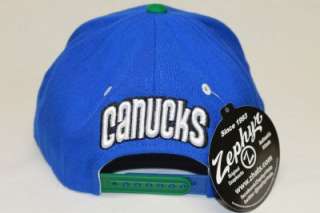 VANCOUVER CANUCKS NHL SNAPBACK HAT CAP REFRESH BLUE/GREEN  