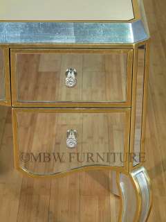   Mahogany Distressed Silver/Gold Finish Mirrored Vanity Table mcd002ag