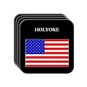 US Flag   Holyoke, Massachusetts (MA) Set of 4 Mini Mousepad Coasters