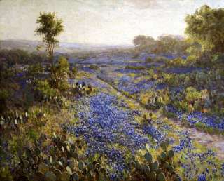 JULIAN ONDERDONK Texas Bluebonnets & Cacti PRINT New  