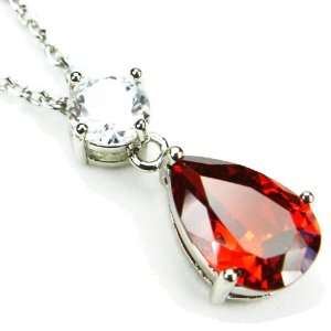   CZ Drop Necklace, Garnet Colored & Diamond Colored CZs, 18 Jewelry