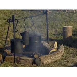 Camp Cookpots at a Continental Army Reenactment, Yorktown Battlefield 