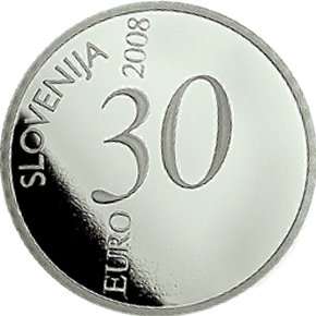 SLOVENIA 30 EURO SILVER PROOF COIN Valentin Vodnik 2008  