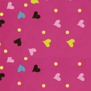 Hugs and Kisses Tossed Valentines Day Heart Pink Fabric  