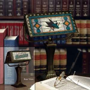    San Jose Sharks Stained Glass Bankers Lamp