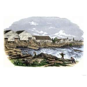   River at Old Town, Maine, 1850s Giclee Poster Print