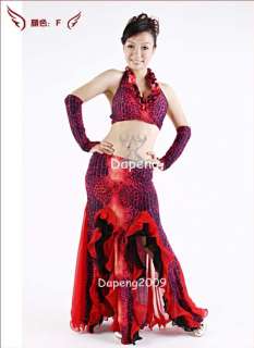Belly Dance Costume 3pcs SetBra + Fishtail Skirt + Arm Gloves Dp1014 