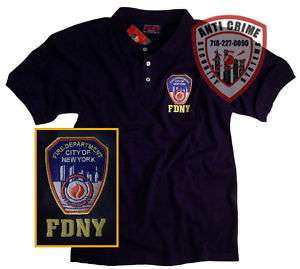 FDNY CLOTHING APPAREL GEAR POLO T SHIRT BLUE LARGE  