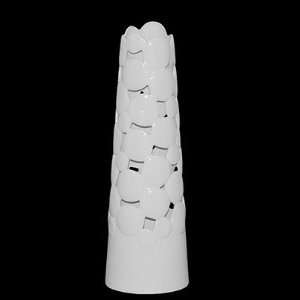  Urban Trends White Ceramic Tower Vase Cut Design 20528 