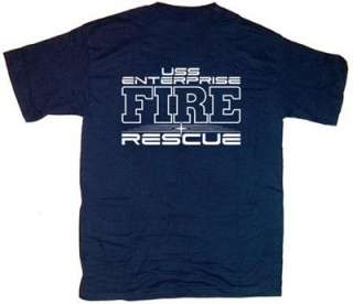 USS Enterprise Fire & Rescue Firefighter T shirt L  