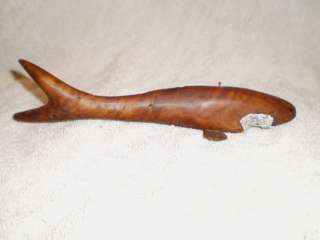 Antique Folk Art Icefishing Fish Decoy Wood Vintage Lure, Walmut maybe 