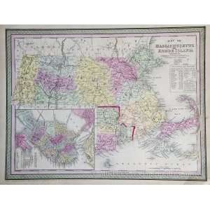  Mitchell Map of Massachusetts and Rhode Island (1852 